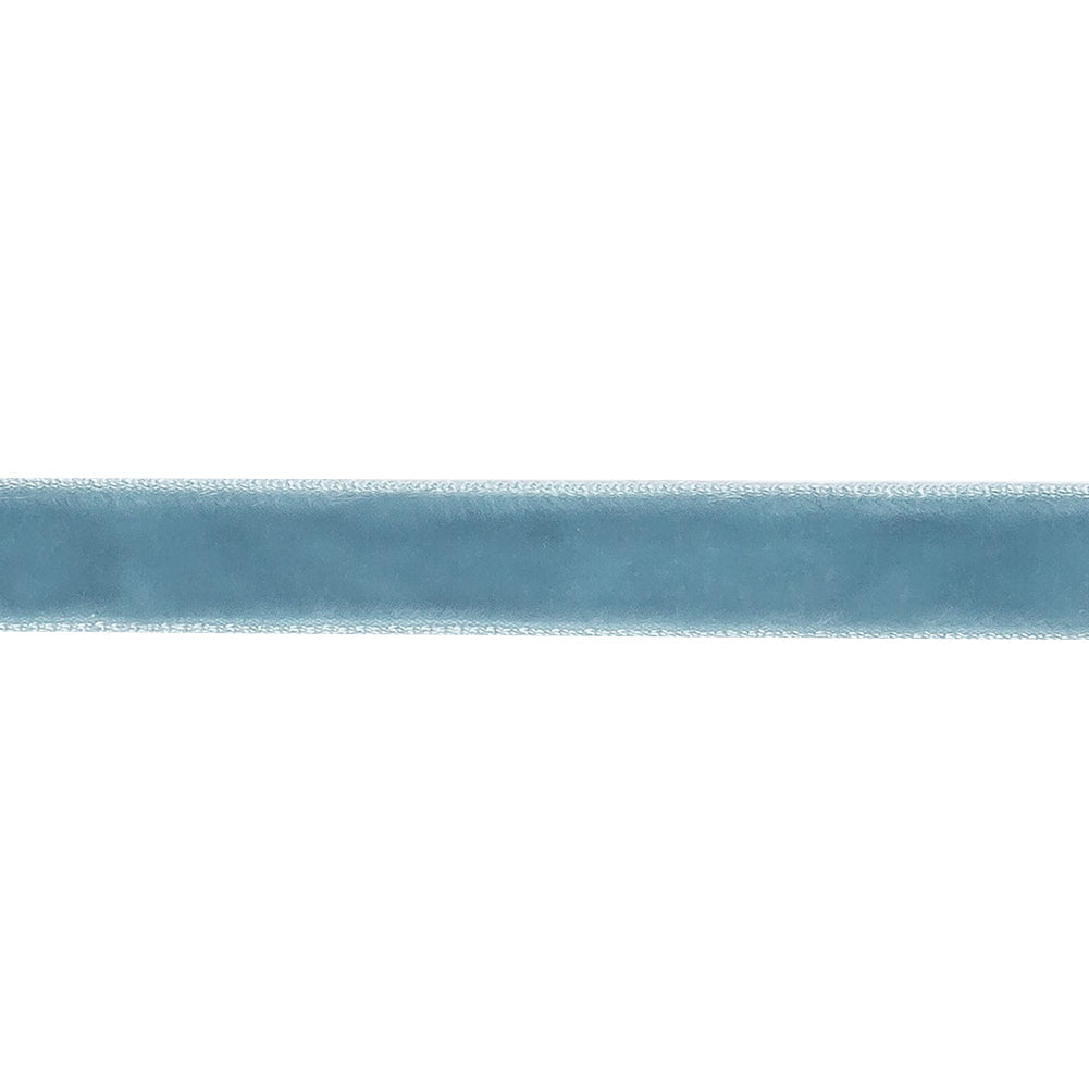 Single Faced Velvet Ribbon Made in Italy - 3/8" - French Blue - Sabine Collection
