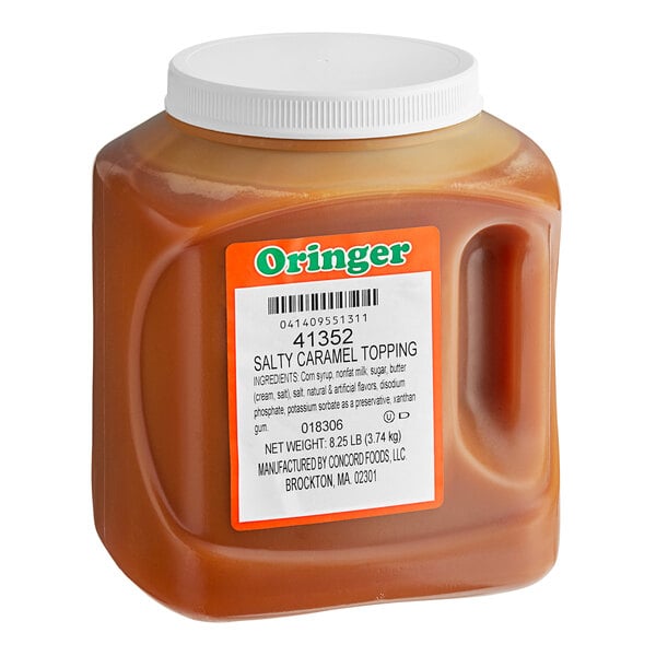 Oringer Salty Caramel Dessert / Sundae Topping 3/4 Gallon - 3/Case