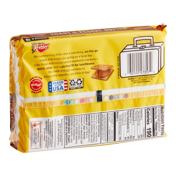 Keebler Toast and Peanut Butter Sandwich Crackers 1.38 oz. - 96/Case