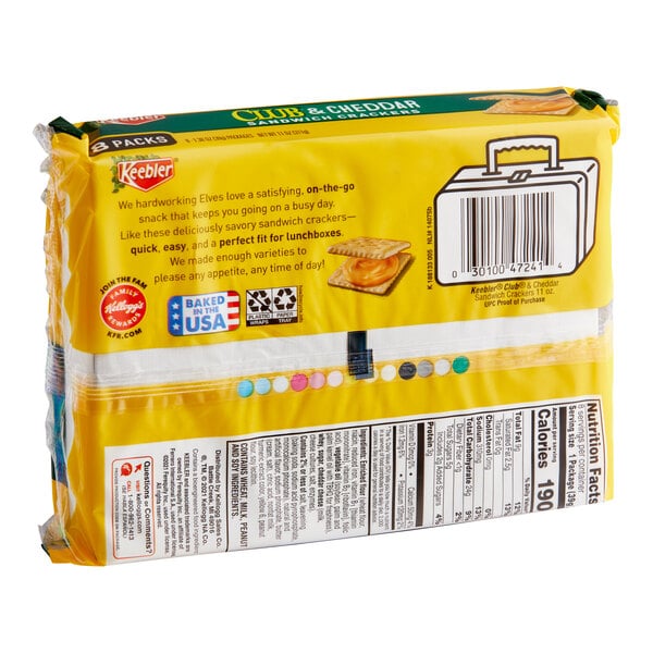 Keebler Club and Cheddar Sandwich Crackers 1.38 oz. - 96/Case
