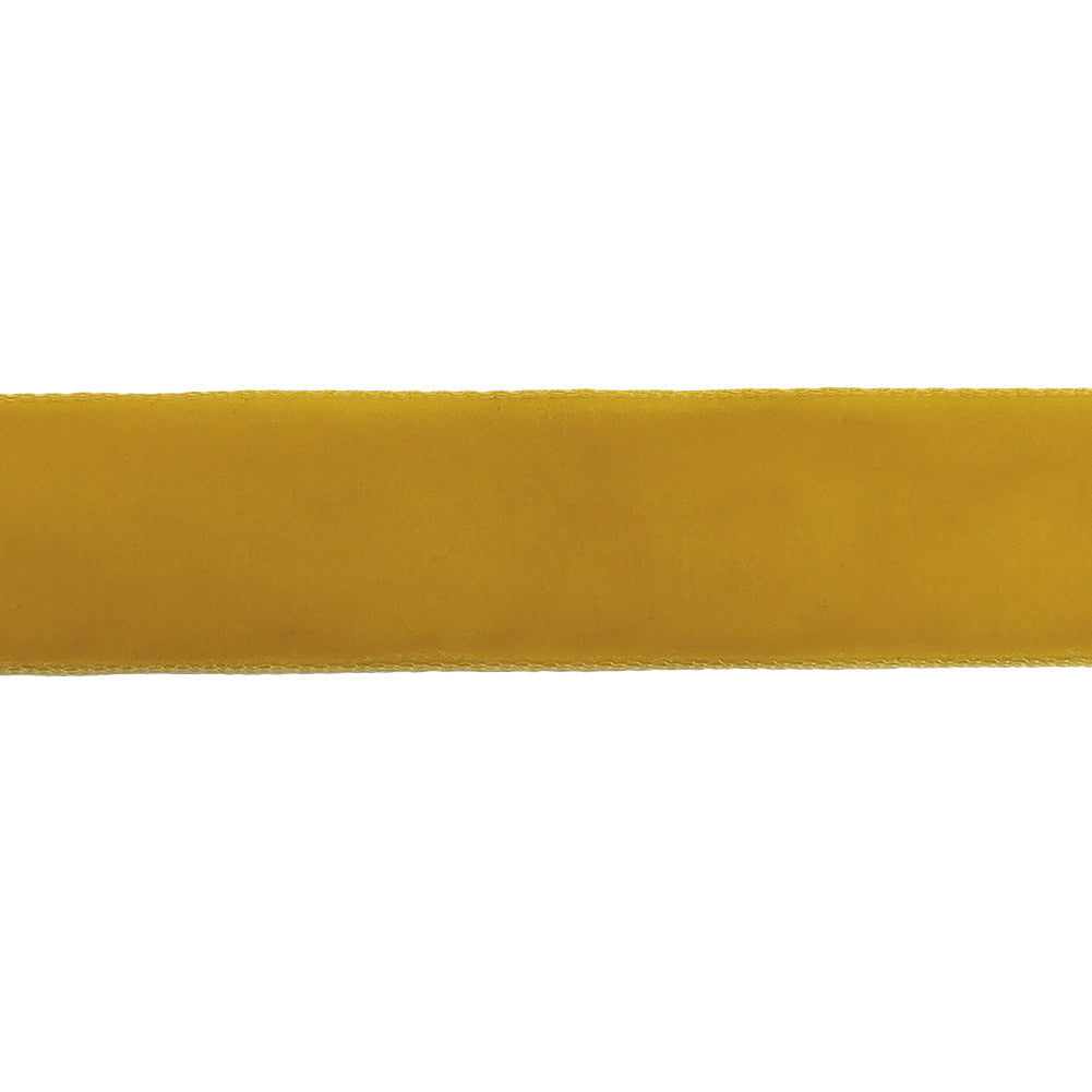 Single Faced Velvet Ribbon Made in Italy - 7/8" - Mustard - Sabine Collection