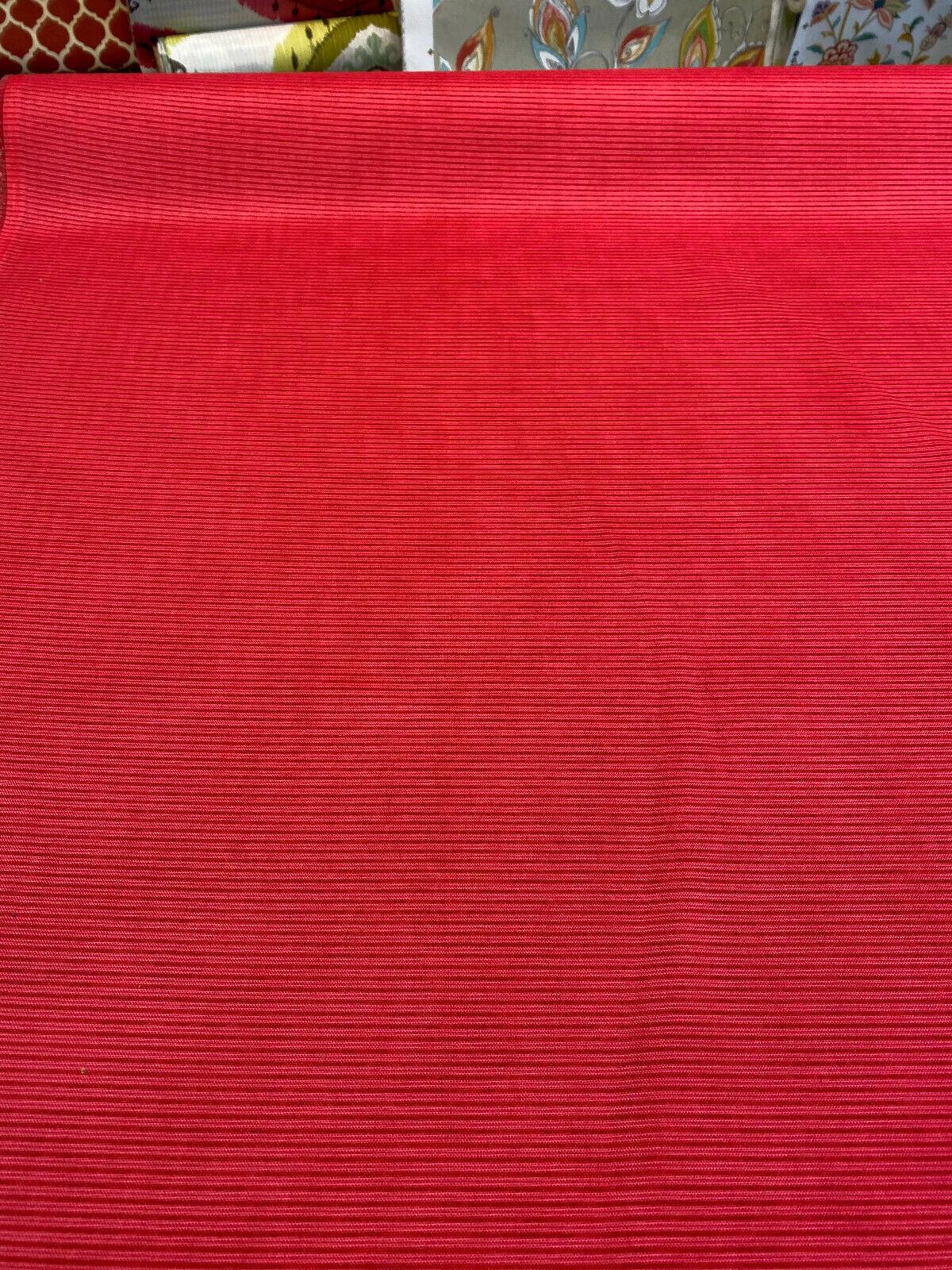 Bryant Outdoor Red Verticality Ticking Stripes Polyester Fabric - Red Vertical Stripes, 56" Width (1 Yard)
