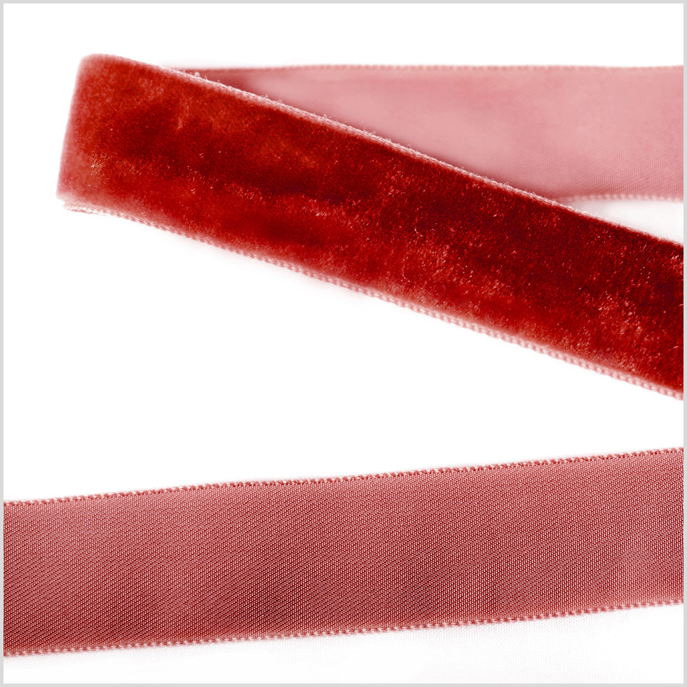 Single Faced Velvet Ribbon Made in Italy - 7/8" - Scarlet - Sabine Collection