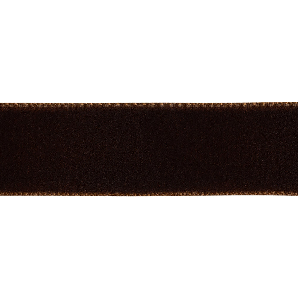 Single Faced Velvet Ribbon Made in Italy - 7/8" - Brown - Sabine Collection