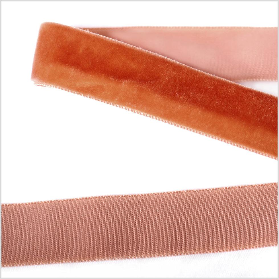 Single Faced Velvet Ribbon Made in Italy - 7/8" - Rust - Sabine Collection