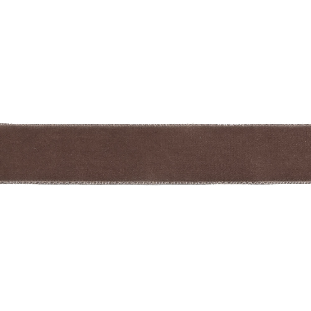 Single Faced Velvet Ribbon Made in Italy - 7/8" - Dark Tan - Sabine Collection