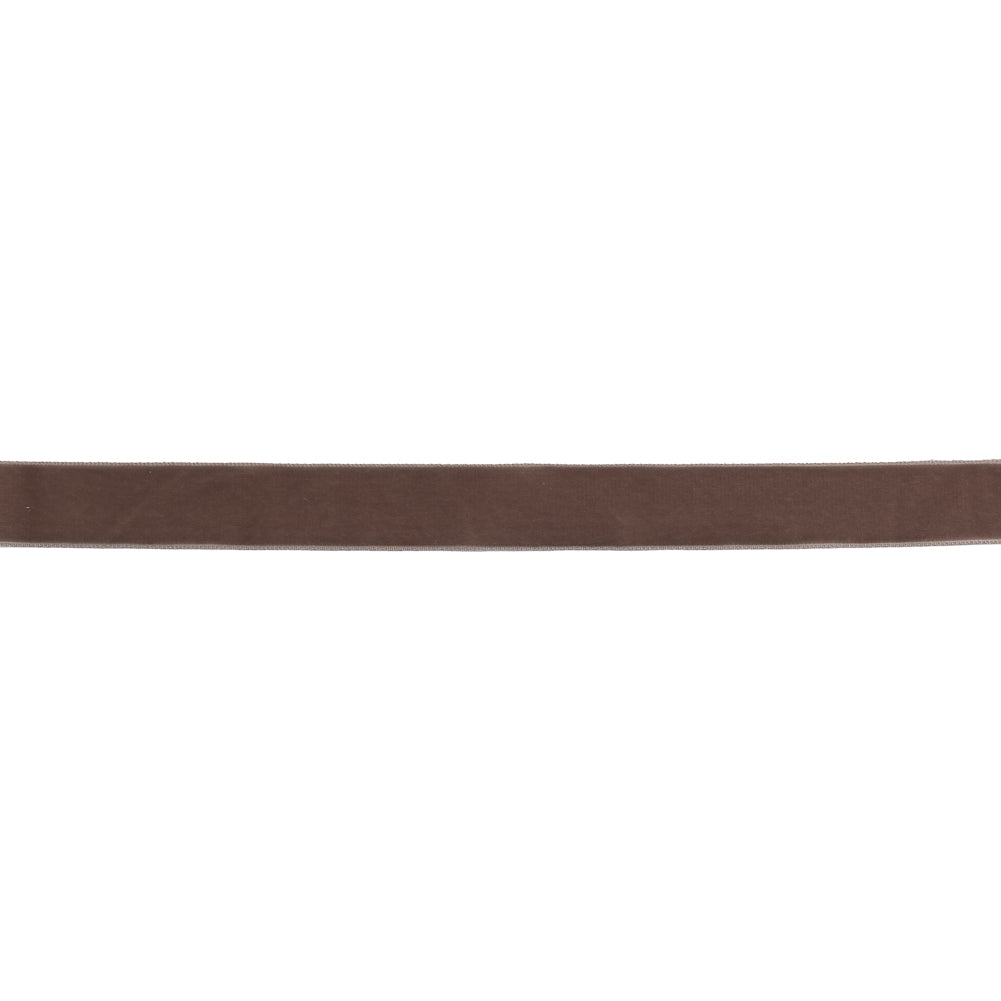 Single Faced Velvet Ribbon Made in Italy - 7/8" - Dark Tan - Sabine Collection