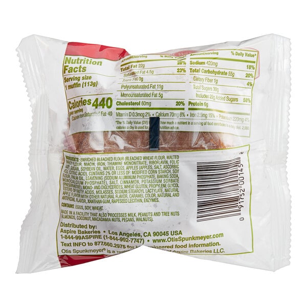 Otis Spunkmeyer Individually Wrapped Apple Cinnamon Muffin 4 oz. - 24/Case