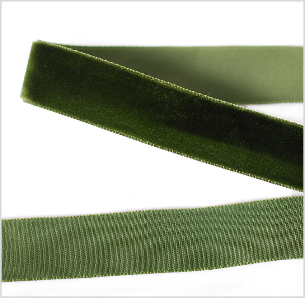 Single Faced Velvet Ribbon Made in Italy - 7/8" - Hunter - Sabine Collection