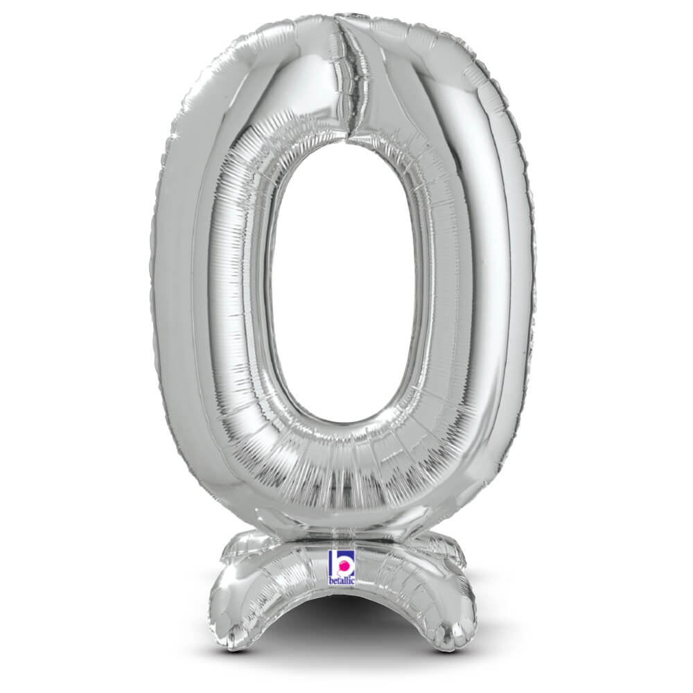 Foil Balloon Number 0 Silver StandUp