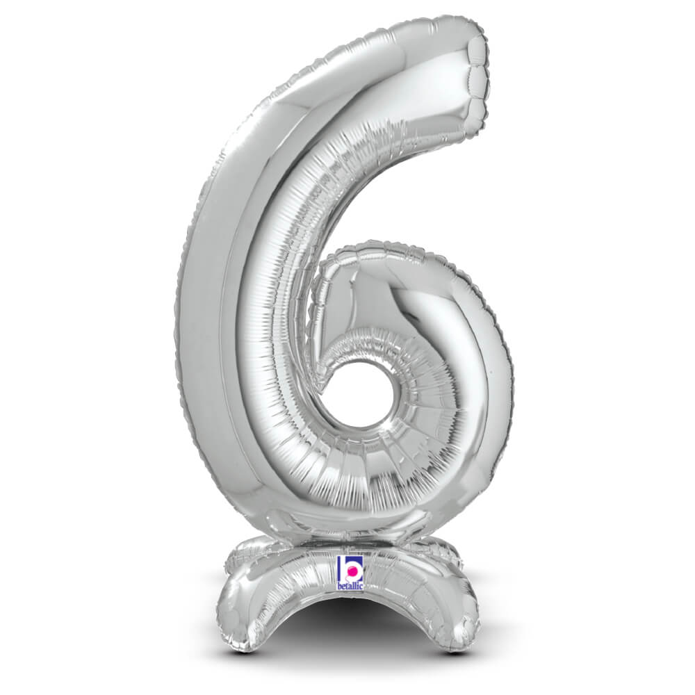 Silver Number 6 Foil Balloon