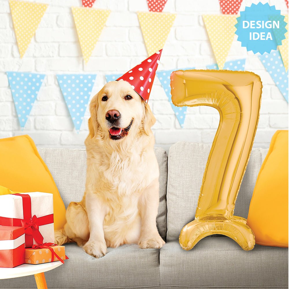 Gold Number 7 Balloon StandUp