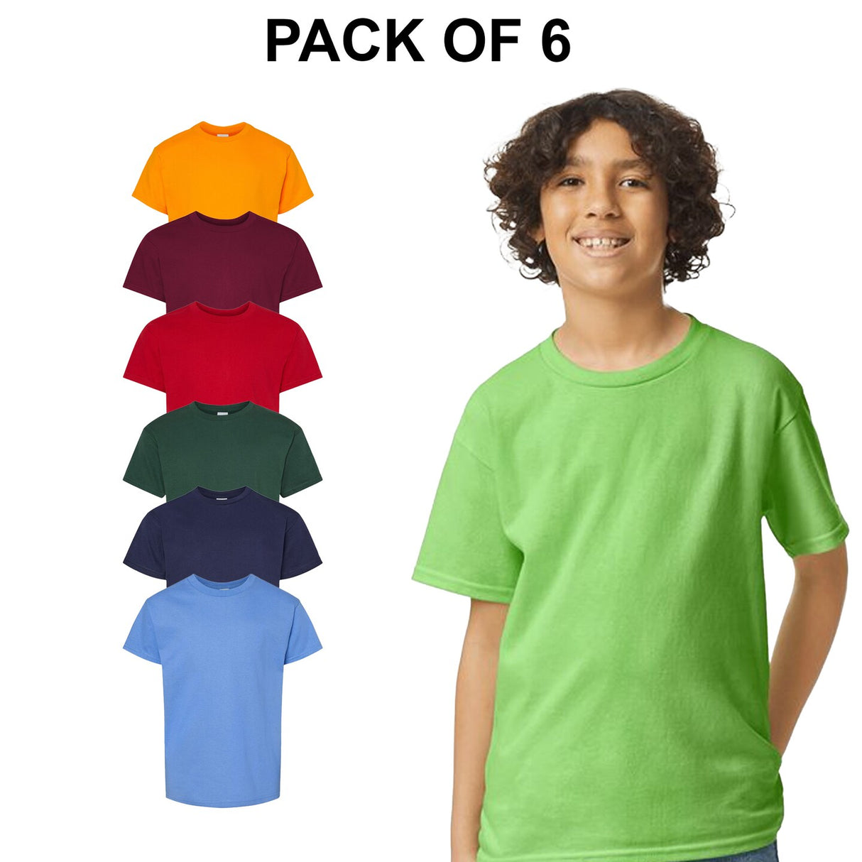 6 Pack: Gildan® Ultra Cotton Youth Short Sleeve Crew-Neck T-Shirt