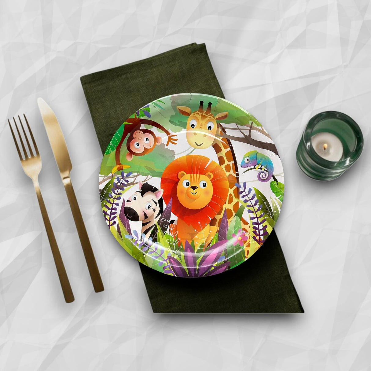 8 Count Zoo Animals Party Disposable Round Paper Dinner Plates 9" Fun Themed Party Plates