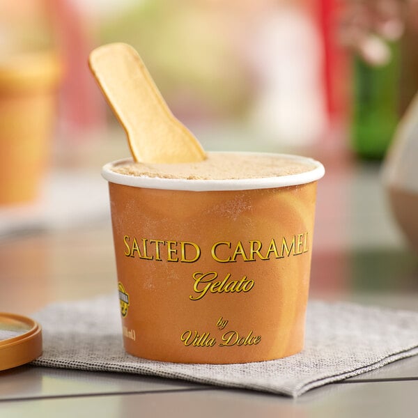 Villa Dolce Sea Salt Caramel Gelato Cup 3.6 oz. - 24/Case
