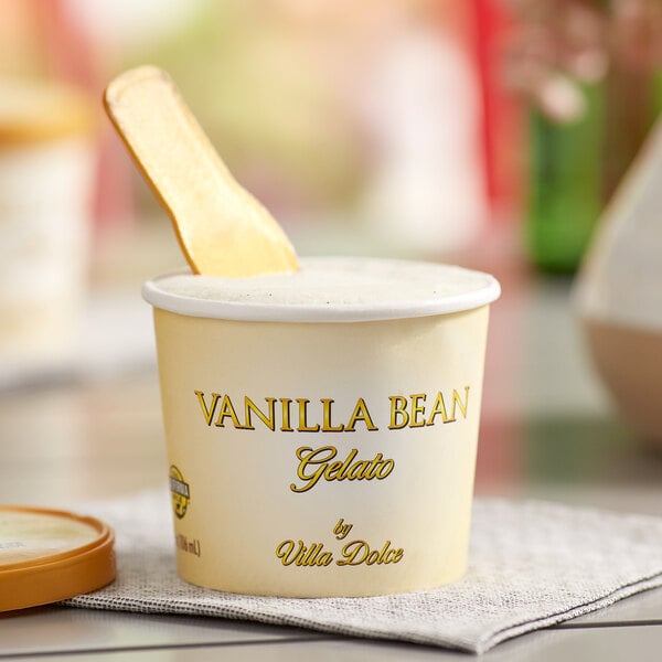 Villa Dolce Vanilla Bean Gelato Cup 3.6 oz. - 24/Case