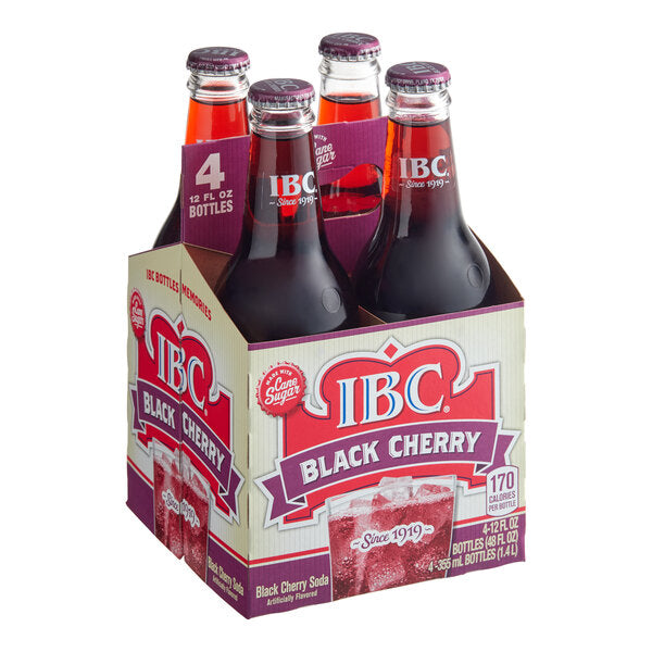 IBC Black Cherry Soda 12 fl. oz. Glass Bottle - 24/Case