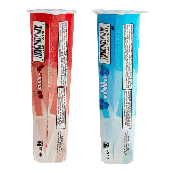 ICEE Cherry and Blue Raspberry Freeze Tube Variety Pack 3 fl. oz. - 30/Case
