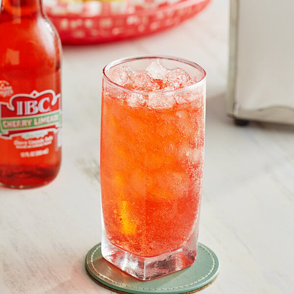 IBC Cherry Limeade Soda 12 fl. oz. Glass Bottle - 24/Case