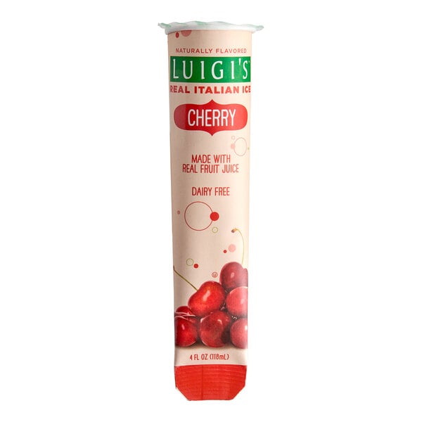 Luigi's Cherry Italian Ice Tube 4 fl. oz. - 24/Case