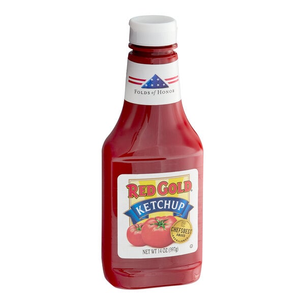 Red Gold 33% Fancy Tomato Ketchup 14 oz. Squeeze Bottle - 24/Case