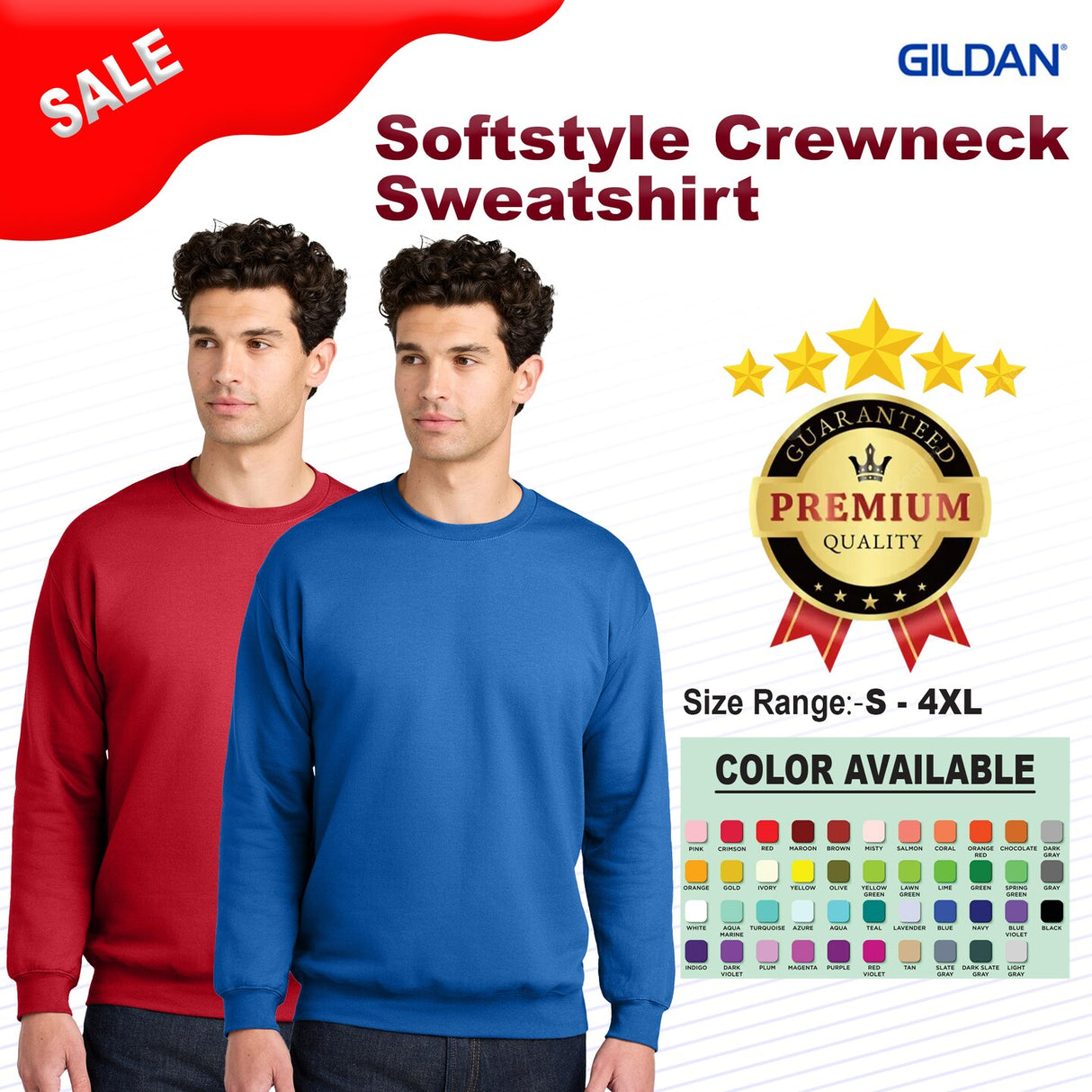 Gildan® Softstyle Crewneck Long Sleeve Sweatshirt