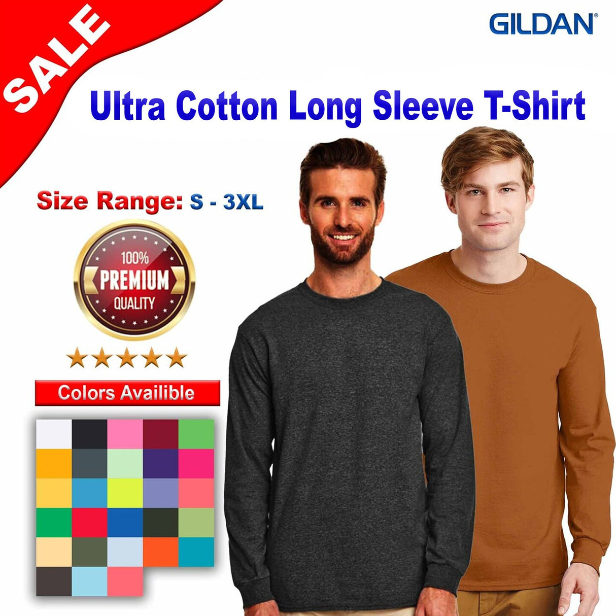 Gildan® Ultra Cotton Crewneck Long Sleeve T-Shirt
