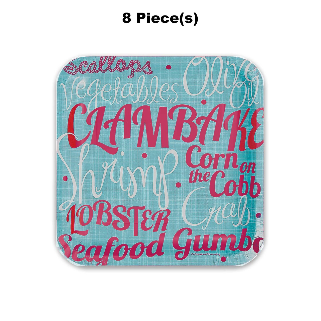 8 Ct. 7" x 7" Clambake Square Paper Dessert Plates