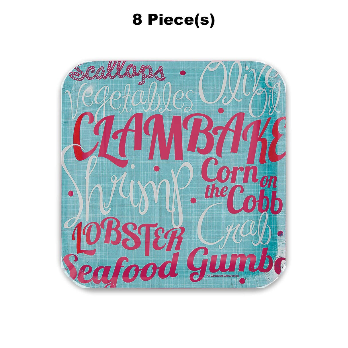 8 Ct. Clambake Square Paper Dessert Plates 7" x 7"