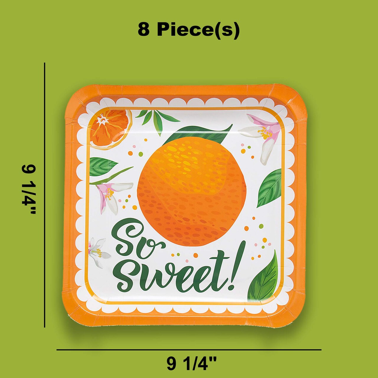 8 Ct. Little Clementine Dinner Plates 9.25" Orange Theme Baby Shower Party Plates