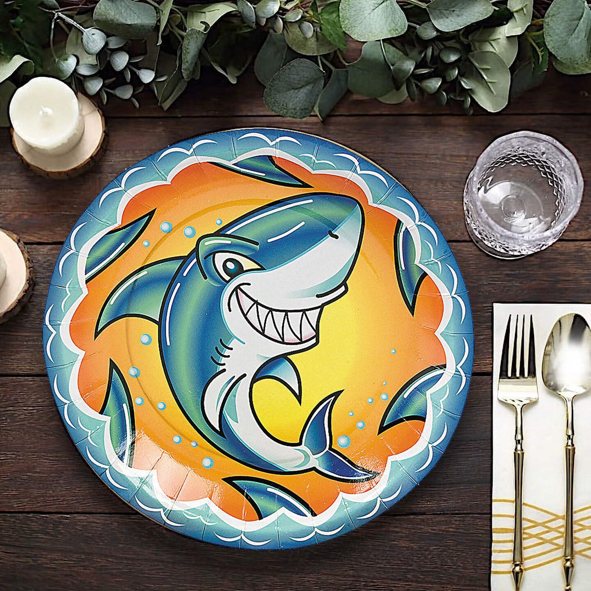 8 Ct. Jawsome Shark Dessert Plates 7" Ocean Party Paper Plates