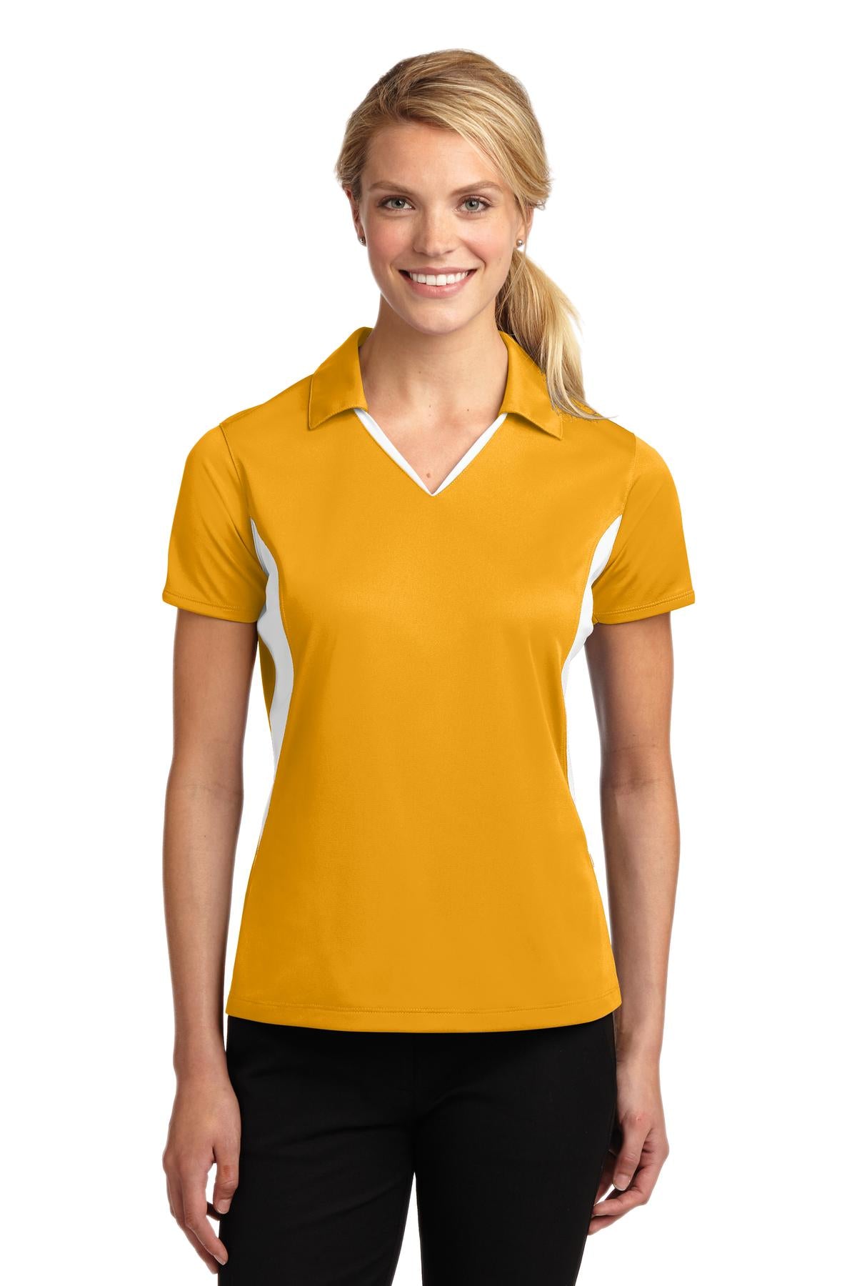 Sport-Tek® Womens Side Blocked Micropique Sport-Wick Polo Moisture Wicking Athletic Shirt