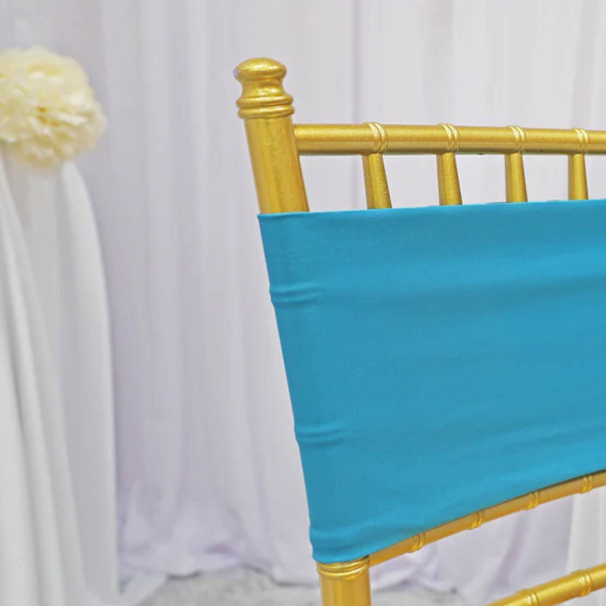 10 Pieces Vibrant Stretch Turquoise Spandex Chair Bands 7 x 13 Inches