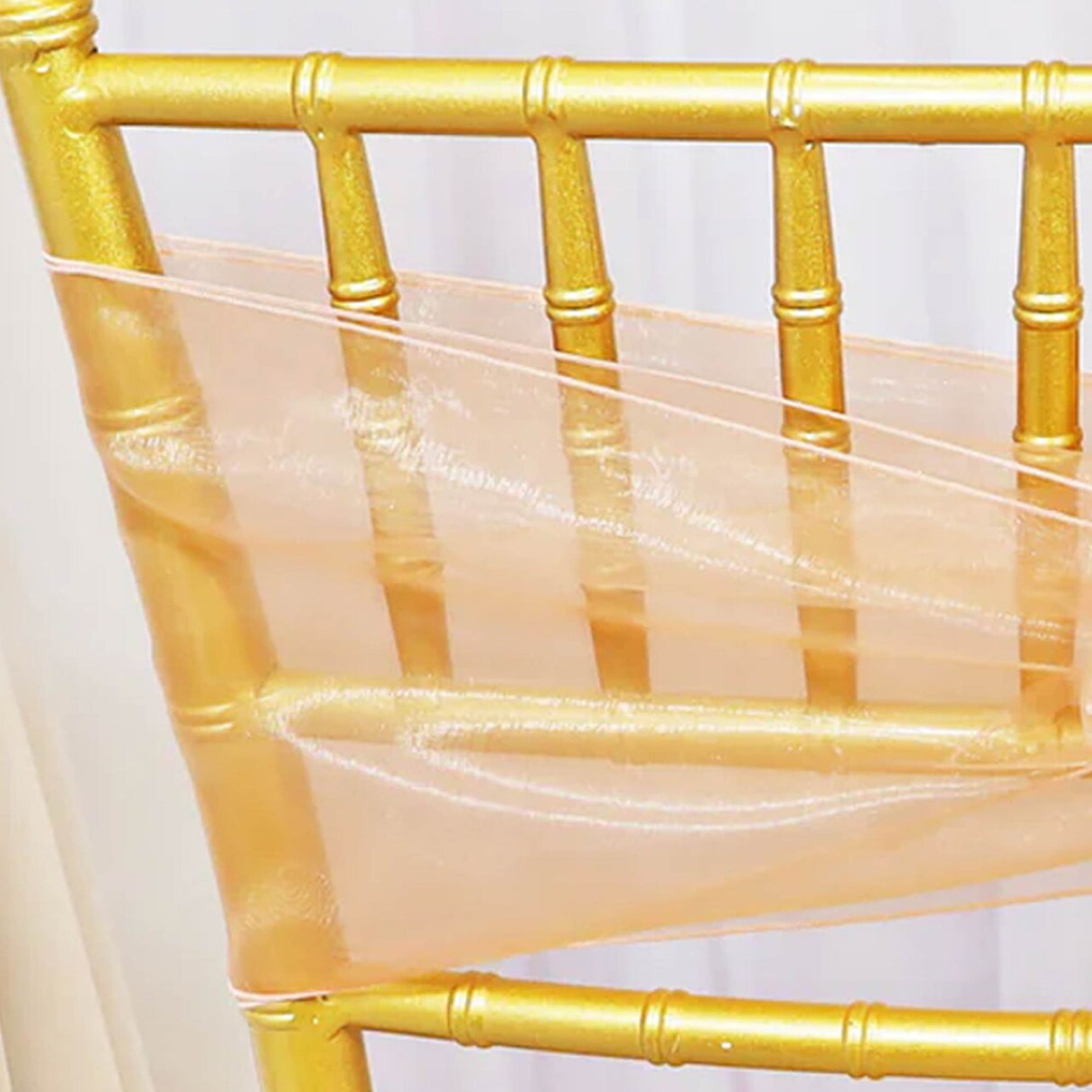 10 Pieces Apricot Peach Organza Chair Sashes 8"x108" Elegant Sheer Decor for Weddings & Events