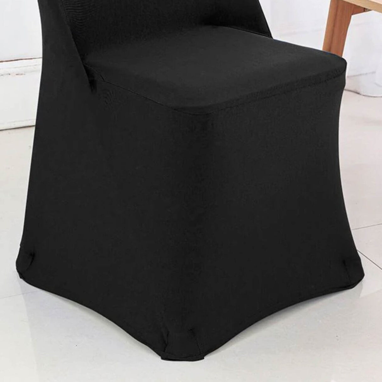 1 Piece Black Stretch Spandex Chair Cover for Classic Folding Seating