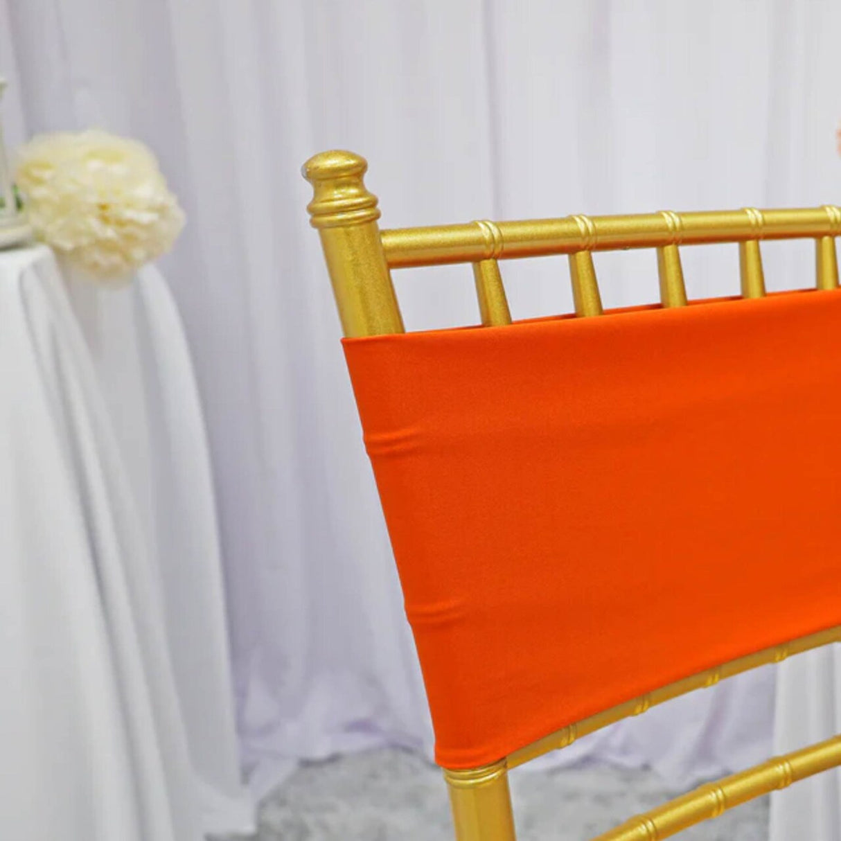 10 Pieces Bright Stretch Orange Spandex Chair Bands 7 x 13 Inches