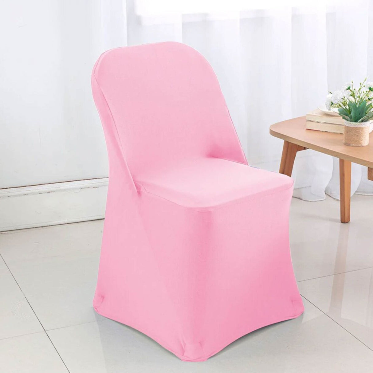 1 Piece Pink Stretch Spandex Chair Cover for Stylish Folding Seating