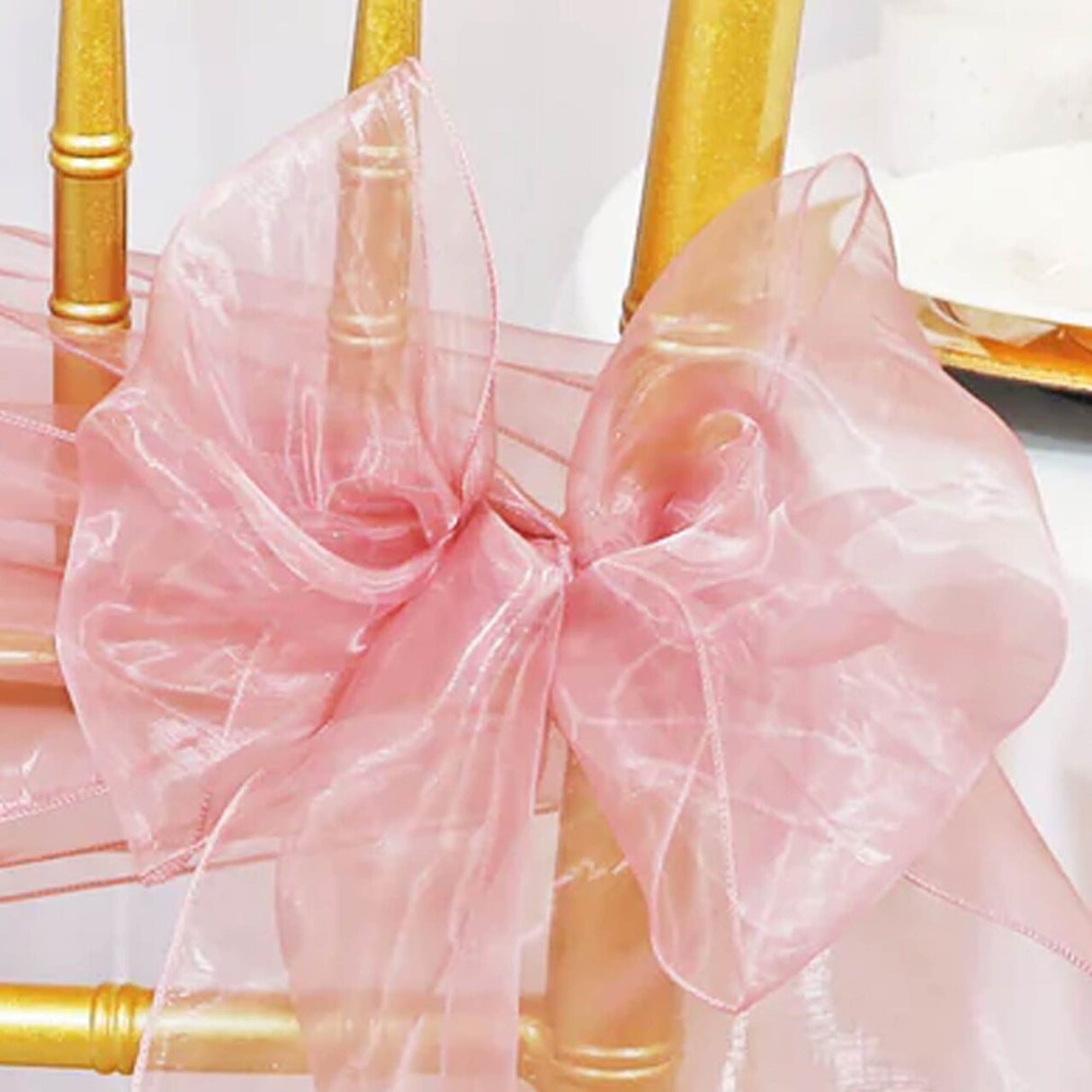 10 Pieces Rose Pink Organza Chair Sashes 8"x108" Elegant Event & Wedding Decor