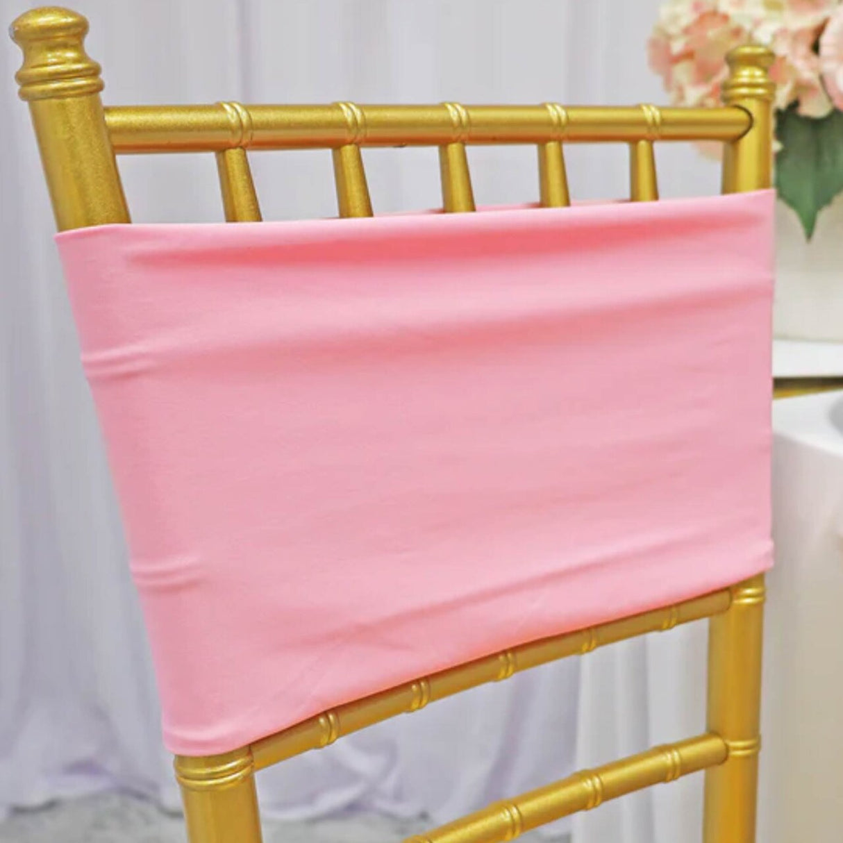 10 Pieces Stretchy Soft Pink Spandex Chair Bands 7 x 13 Inches