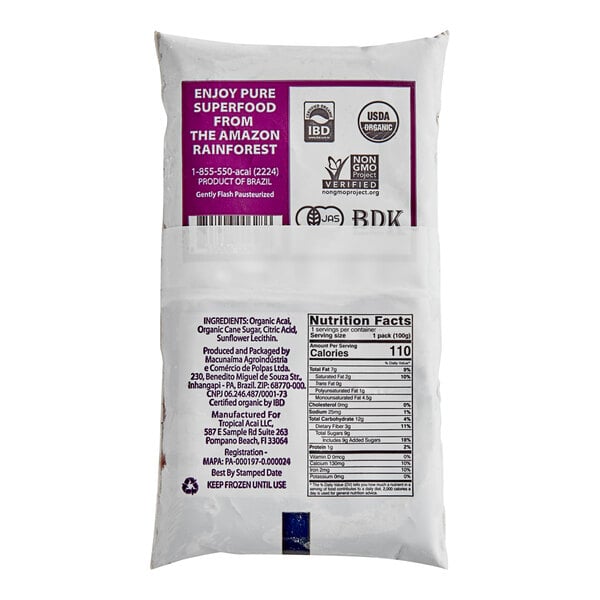 Tropical Acai Organic Sweetened Acai Blender Pack 3.5 oz. - 60/Case