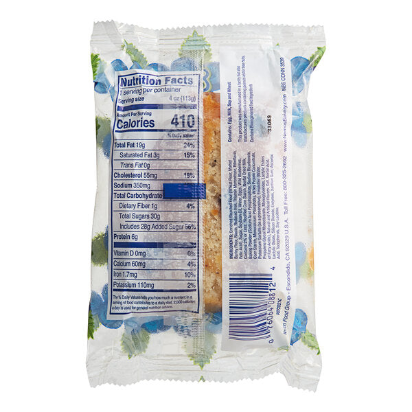 Ne-Mo's Bakery Individually Wrapped Wild Blueberry Cake Bread 4 oz. - 12/Case