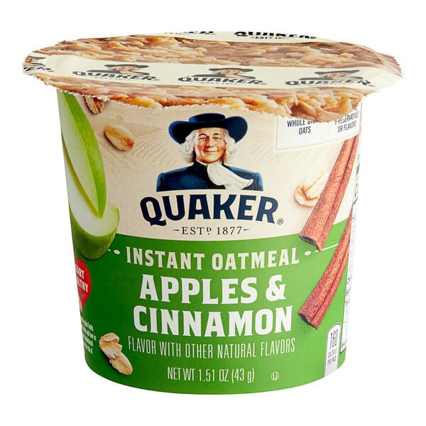 Quaker Apples and Cinnamon Instant Oatmeal Cup 1.51 oz. - 24/Case