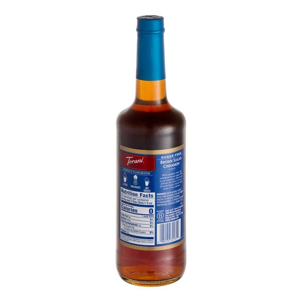 Torani Sugar-Free Brown Sugar Cinnamon Flavoring Syrup 750 mL Glass Bottle