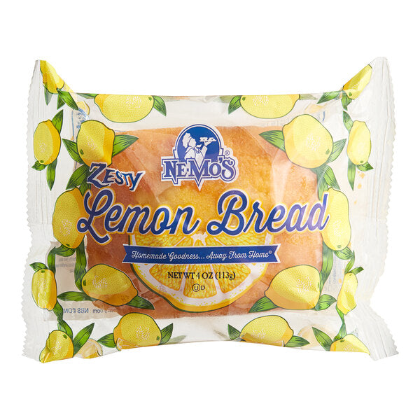 Ne-Mo's Bakery Frozen Individually Wrapped Zesty Lemon Cake Bread 4 oz. - 12/Case