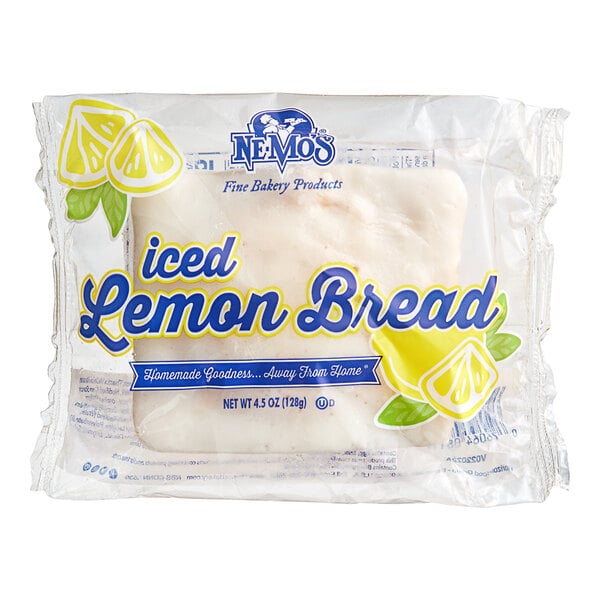 Ne-Mo's Bakery Frozen Individually Wrapped Iced Lemon Cake Bread 4.5 oz. - 12/Case