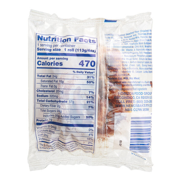 Ne-Mo's Bakery Frozen Individually Wrapped Old Fashioned Cinnamon Roll 4 oz. - 12/Case