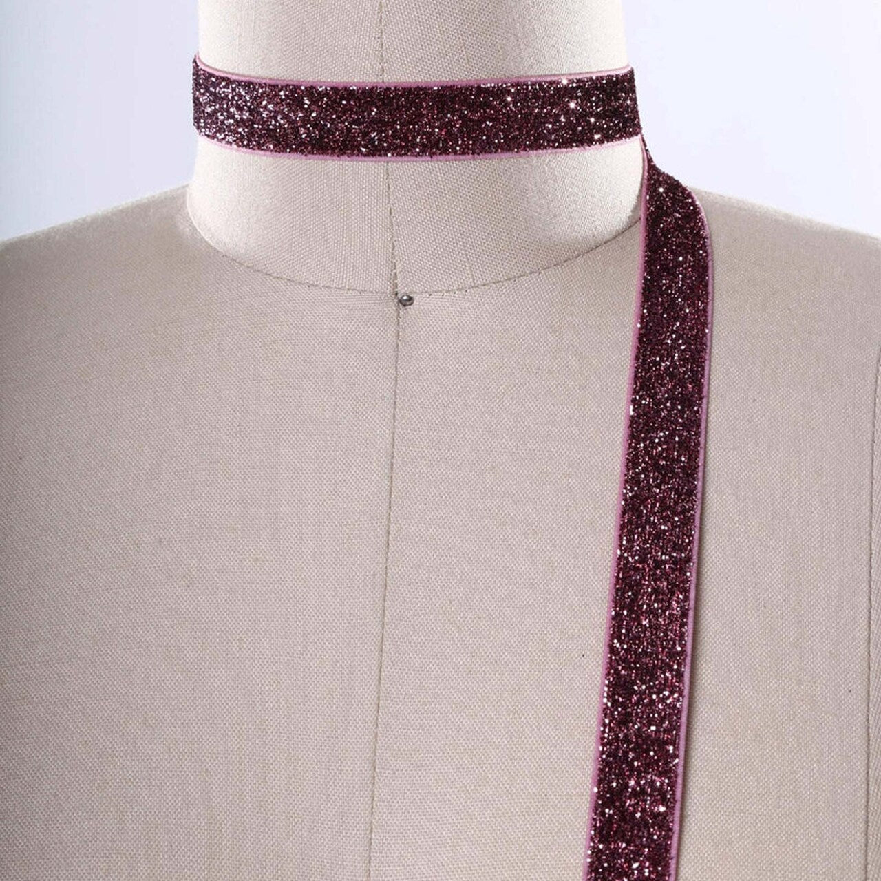 5/8" 2 Yards Mauve Pink Glitter Elastic Trim for Headbands Hair Crafts DIY Sewing Edging