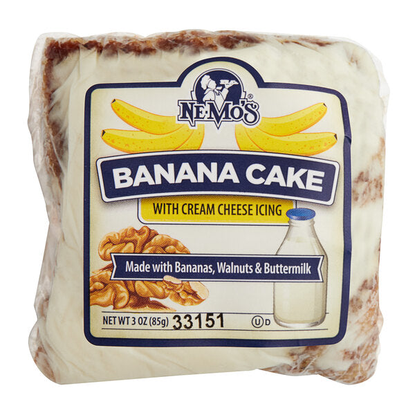 Ne-Mo's Bakery Individually Wrapped Banana Cake Square 3 oz. - 36/Case