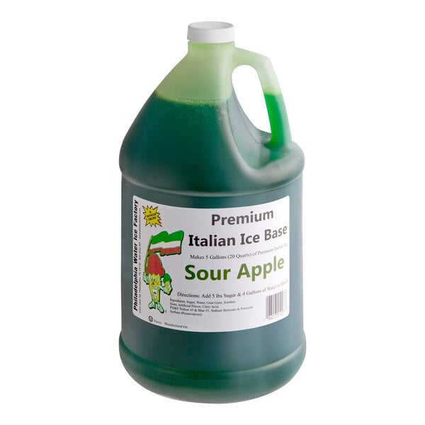 Philadelphia Water Ice Sour Apple Italian Ice Base 1 Gallon - 4/Case