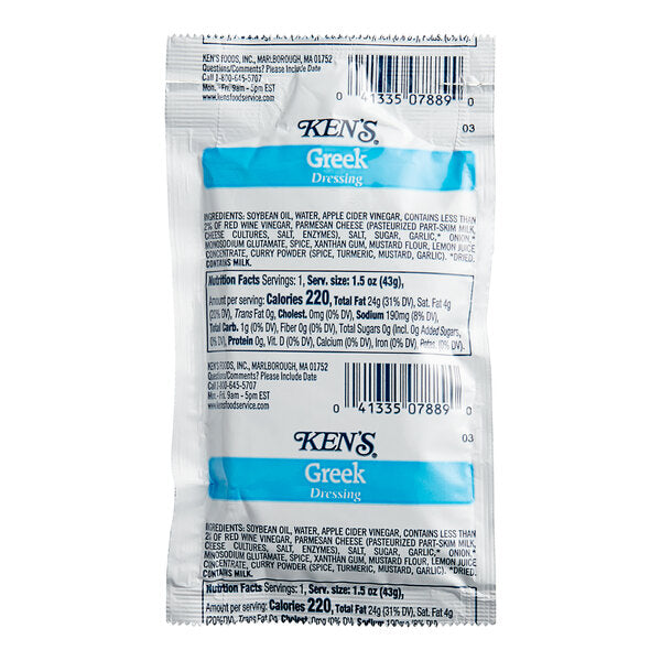Ken's Foods Greek Dressing Packet 1.5 oz. - 60/Case